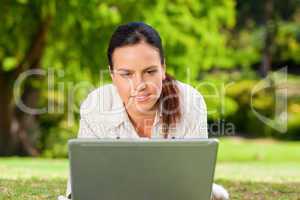 Young woman working on her laptop