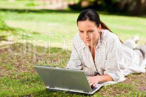 Woman working on her laptop