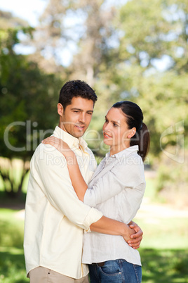 Happy lovers in the park