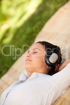 Young woman listening to music