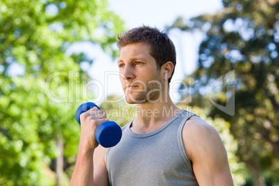 Man doing his exercises in the park