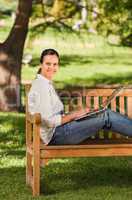 Young woman working on her laptop