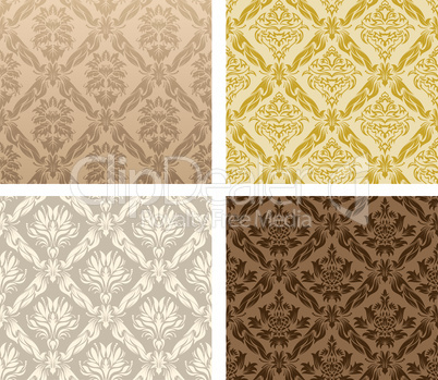 seamless damask pattern set