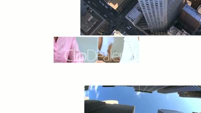 Montage Collection of City Aerials & Business People
