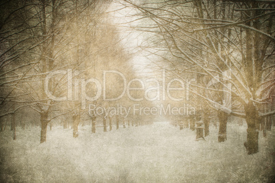 grunge image of winter landscape