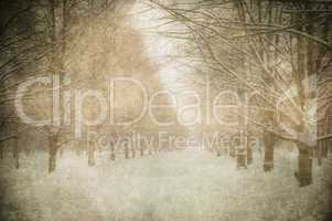 grunge image of winter landscape