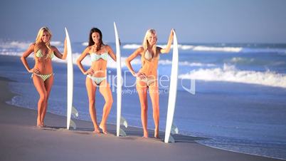Beautiful Girls Modeling with Surf Boards