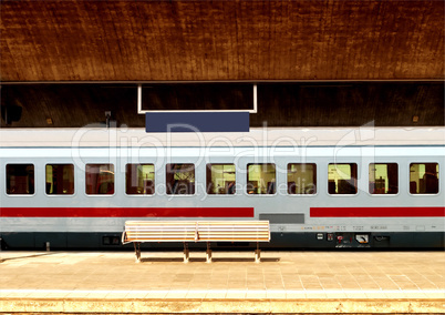 Moodern train in station