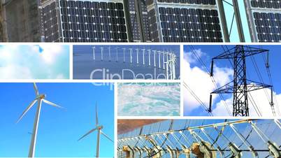 Montage of Wind & Solar Power Production