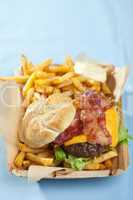 Cheeseburger with bacon and fries