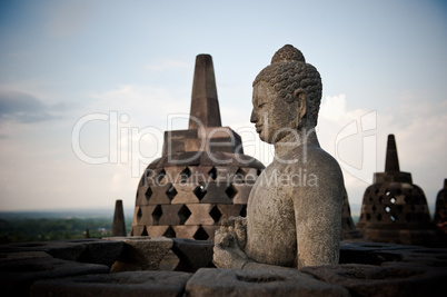 Buddha statue at Borobudur temple, Java, Indonesia