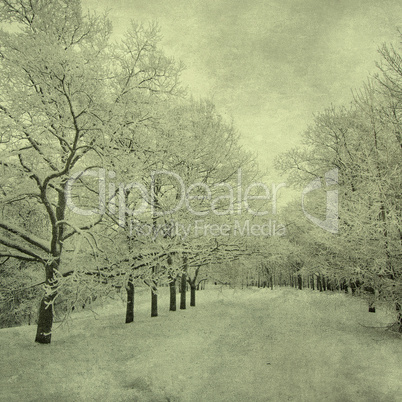 grunge image of winter landscape