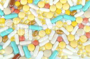 background of various pills and capsules