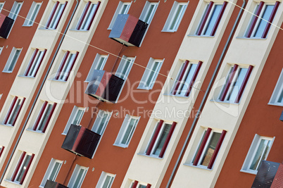 Fassade eines Wohngebäudes in Kiel, Deutschland