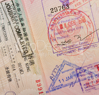 passport with thai and hongkong stamps