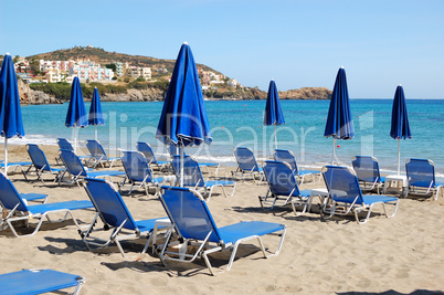 Beach of the luxury hotel, Crete, Greece