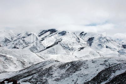 Landscape of snowy mountains