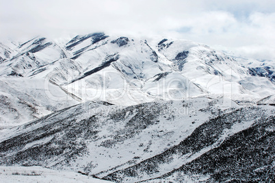 Landscape of snowy mountains