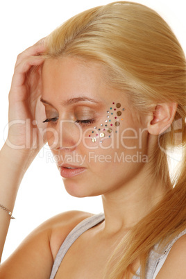 Beautiful woman with makeup and sequins
