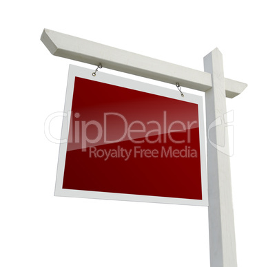 Blank Red Real Estate Sign on White