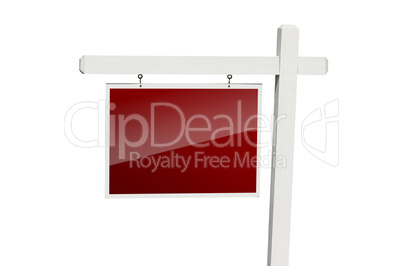 Blank Red Real Estate Sign on White