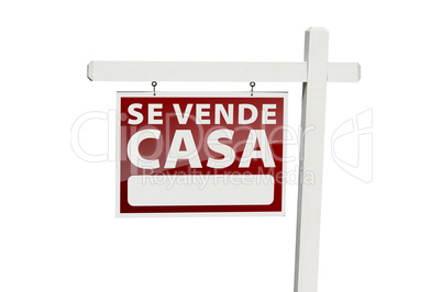 Spanish Se Vende Casa Real Estate Sign on White