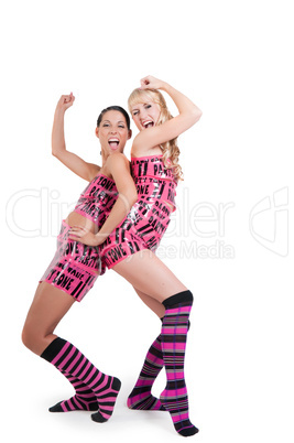 Girls in pink tape dress