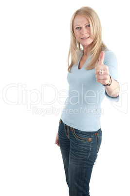 Middle aged woman with thumb up