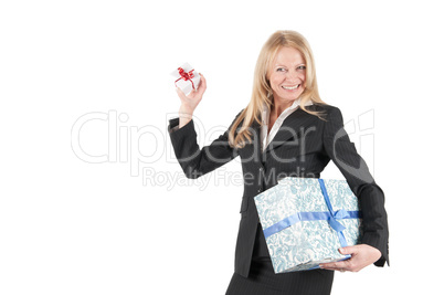 Middle aged woman with two parcels