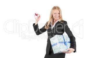 Middle aged woman with two parcels