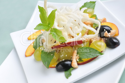 summer salad with grapes and nectarines