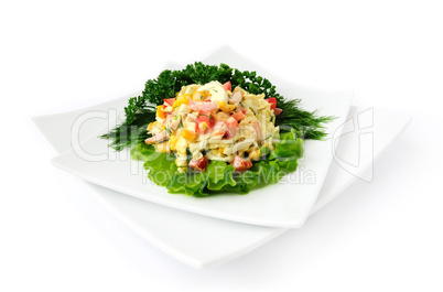 a salad of corn and Chinese cabbage