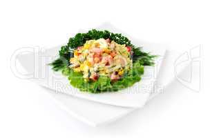a salad of corn and Chinese cabbage