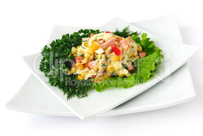 a salad of corn and Chinese cabbage