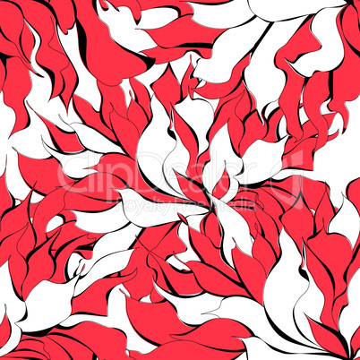 Seamless abstract background with red flowers
