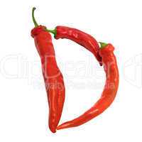 Letter D composed of chili peppers