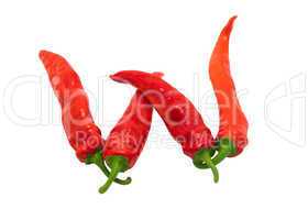 Letter W composed of chili peppers
