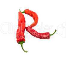 Letter R composed of chili peppers