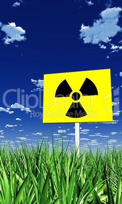 Radioaktiv Schild in grünem Gras 02