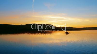 morning lake with mountain before sunrise