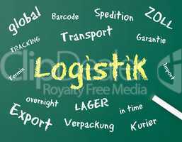 Logistik Konzept - grüne Kreidetafel