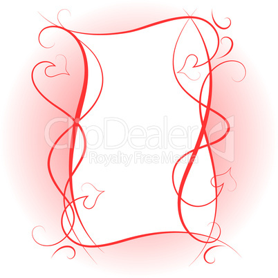 Abstract frame of hearts and scrolls