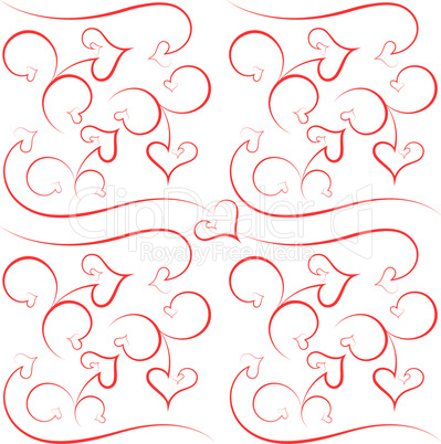 Abstract background from hearts and scrolls
