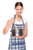 Frau mit Kochschürze