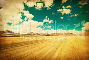 grunge image of desert road