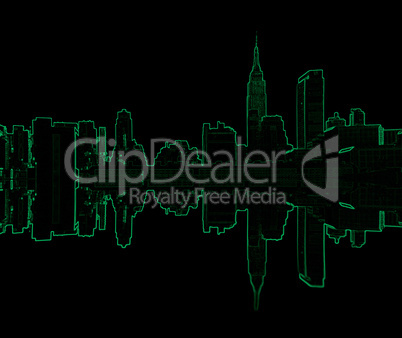 new york skyline in neon lights