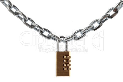 golden padlock with digital discs hanging on the chain