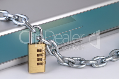 notebook with chain and digital padlock