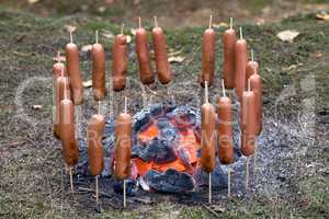 sausages on fire