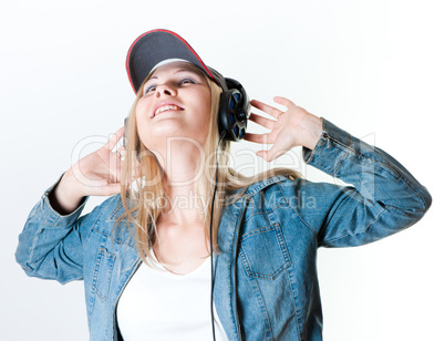 Girl listening to music and dancing